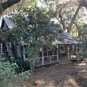 Creole Cottage Circa 1800.  Live Oaks with Spanish Moss